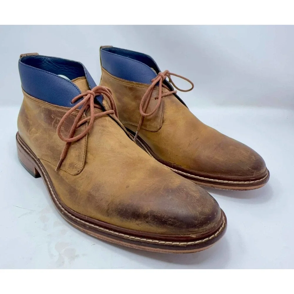 Cole Haan Colton Chukka Boots Mens 10.5M Brown Leather Blue Collar C11771 Office